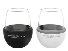 Double-wall wine sleeves set of 2 in black and white with clear rim