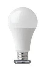LED A21 light bulb with frosted white glass and metal screw base, soft white