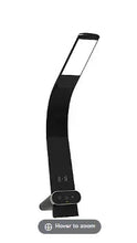Black adjustable neck charging lamp with stand and control panel