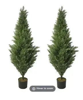 Aurora International 4' Faux Cypress Topiary Tree in Plastic Pot, 2 pk.