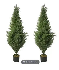 Aurora International 4' Faux Cypress Topiary Tree in Plastic Pot, 2 pk.