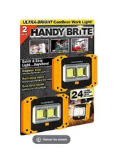 2-pack cordless work lights with four LED panels, orange and black housing