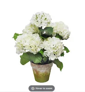 Winward Tuscan Potted Hydrangea Decorative Artificial Plant - White