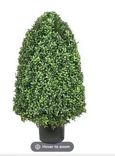 Artificial rounded cone topiary plant with dense dark green foliage