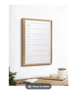 Kate and Laurel Blake Weekly Calendar Framed Printed Glass Dry Erase Board by The Creative Bunch Studio
