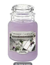 Lavender scented candle jar with glass lid and label, Evening Lavender and White Birch