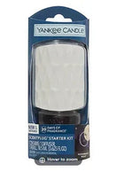 Yankee Candle Sentplug starter kit box with white fragrance insert, blue package