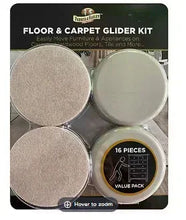 Round felt floor and carpet glider pads, 16-piece kit value pack