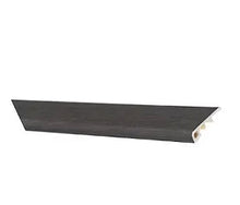 Dark oak baby threshold trim shown from side, with angled metal edge and lip