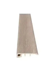 Baby threshold strip with grooved underside and ridged ramp, sliced pine wood