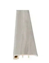 Wood baby threshold reducer with light smoky pine grain and flat beveled edge