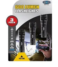 Police Security 600-lumen 3-pack flashlight set in retail box