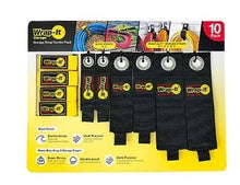 10-piece Wrap-It storage strap set, black straps with printed labels, in combo pack