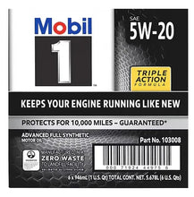 Mobil 1 5W-20 full synthetic motor oil multipack box with protective label