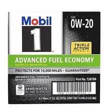 Mobil 1 0W-20 synthetic motor oil, Advanced Fuel Economy, 6-pack, 1 qt