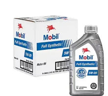 Mobil full synthetic motor oil 5W-20, quart bottle with carton pack