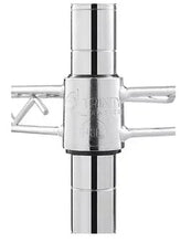 Chrome shelving frame connector at a corner of the wire rack