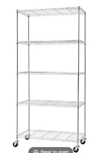 Trinity Basics 5-Tier Wire Shelving, NSF, with Wheels