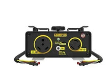 Portable parallel power linking kit with two outlets and connected cables, black