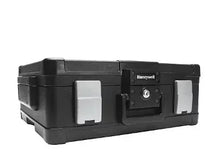 Honeywell small fireproof waterproof chest safe, black front with lock controls