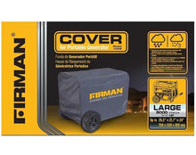 Large generator inverter cover in retail box, showing dark gray cover with FIRMAN logo