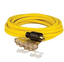 Yellow generator extension cord coil with L14-30P plug