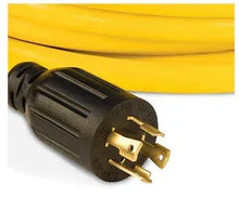 Yellow heavy-duty power cord with three-prong NEMA-style plug