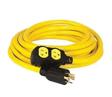 Yellow generator extension cord with L14-30P plug and four 5-20R outlets