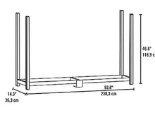 Firewood rack frame diagram with measurements and corner posts