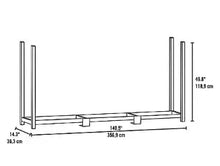 ShelterLogic firewood rack layout diagram with vertical posts and base measurements