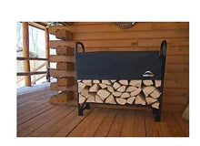 ShelterLogic firewood rack with cover, holding stacked split logs