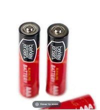 Two AAA alkaline batteries, Berkley Jensen branding, red black casings