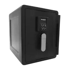 Black fireproof waterproof safe with digital keypad and key override slot