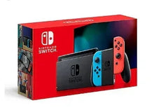 Nintendo Switch retail box showing Neon Blue and Neon Red Joy-Con set