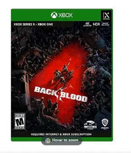 Xbox One video game case with dark zombie cover and red Back 4 Blood logo, M rating