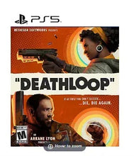 PS5 Deathloop video game case with character and orange circular artwork