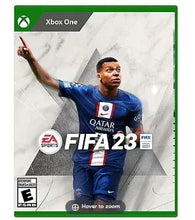 FIFA 23 video game cover for Xbox One with blue soccer player