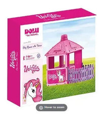 Dolu Toys Unicorn Play House with Fenced Garden - Pink