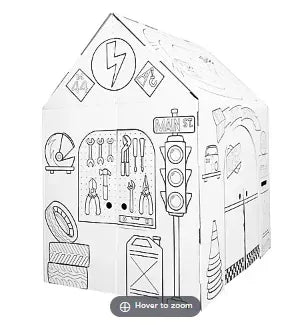 Easy Playhouse Pit Stop Garage Cardboard Playhouse