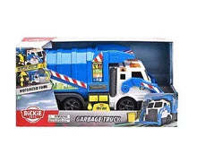 Blue and white Dickie Toys action cargo truck with dump trailer