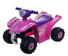 Pink toy quad ride-on with handlebars and four chunky wheels