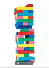 Colorful stacked wooden blocks game with rectangular blocks