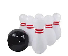 Giant kids bowling game set with 6 white pins and black bowling ball