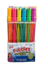 Fubbles bubble wand set, 12 pack of colorful plastic wand sticks in a box