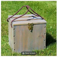 Wooden bocce storage box with brass latch