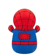 Spider-themed plush HugMees with red web back and blue body