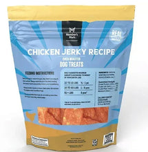 Chicken jerky dog treat bag back panel with feeding instructions
