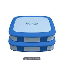 Bentgo Fresh kids lunch box set, two blue containers with bentgo logo on lids