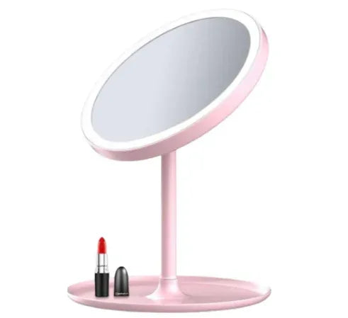 Vanity Beauty Mirror, Round Free-Standing, Non-Slip Base, for Bedroom, Dressing Tables, Makeup, Decorative Desktops (White) - Brands For Less USA