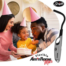 White and black multi-purpose lighter shown with adjustable nozzle